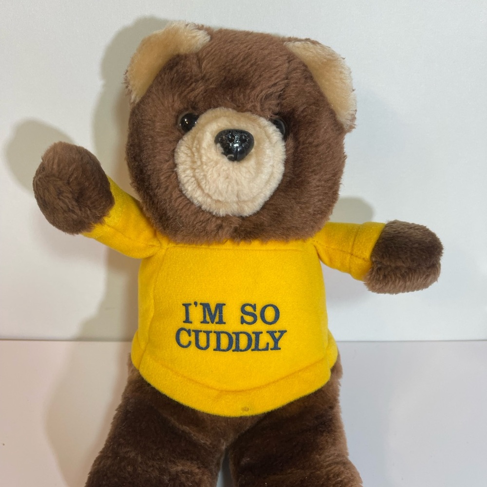 Vintage Teddy Bear 1980s Cobbie Cuddlers Plush "I'M SO CUDDLY" Stuffed Animal